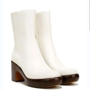 VINCE Nicco women's leather block‎ heel mid-calf boot in milk size 9.5